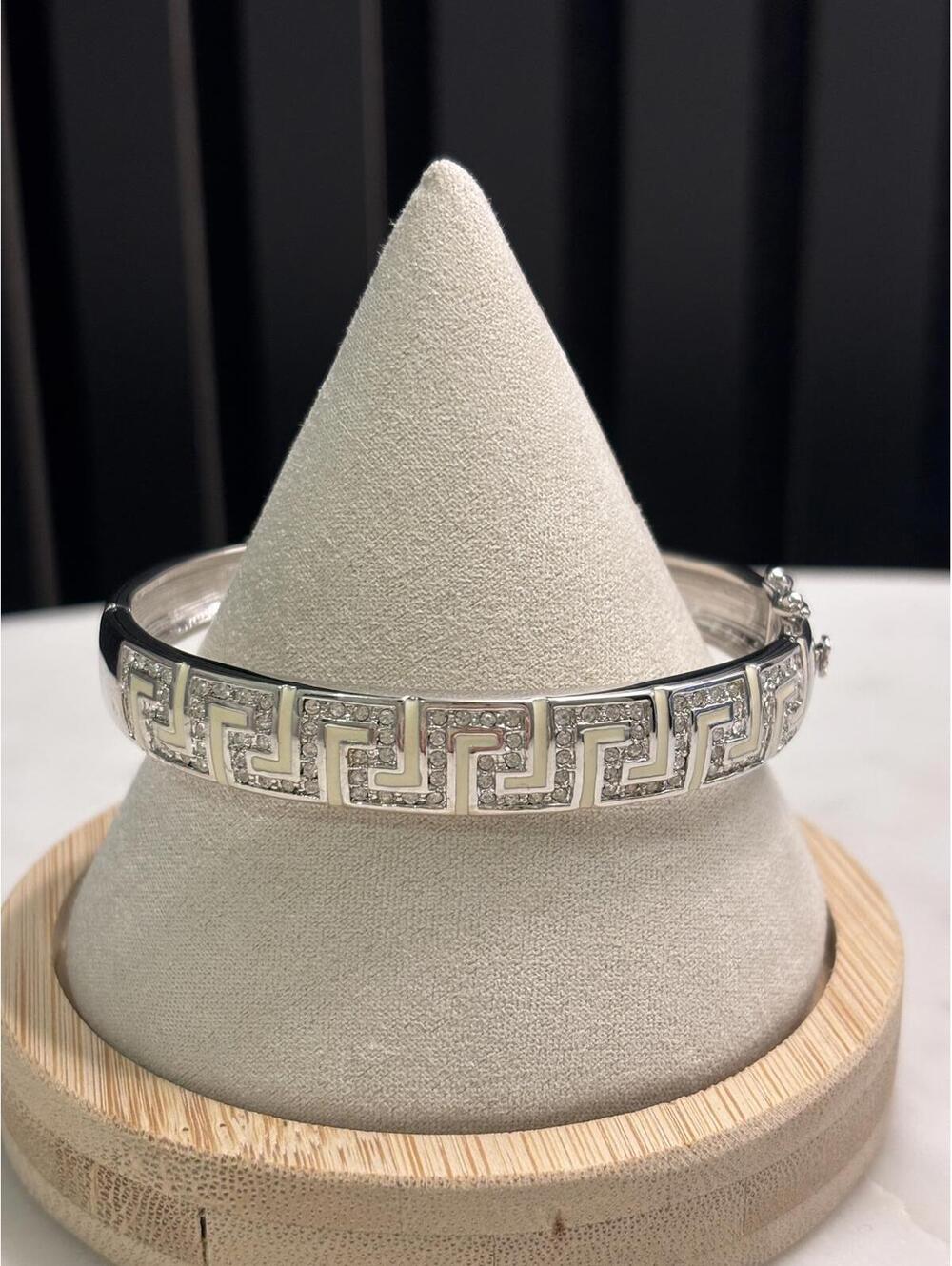 Lauren G Adams Silver Greek Key Bangle Bracelet